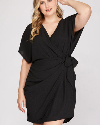 Dolman Sleeve Side Tie Dress Curvy