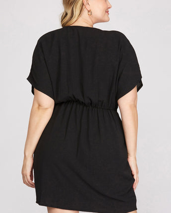 Dolman Sleeve Side Tie Dress Curvy