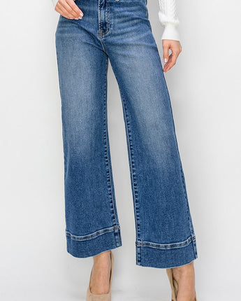 Risen High Rise Crop-Wide Jeans