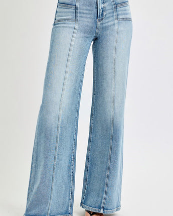 Risen Mid Rise Jeans with Front Patch Pocket