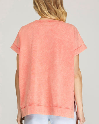 Casual Peach Washed Cotton Shirt