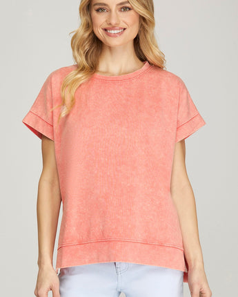 Casual Peach Washed Cotton Shirt