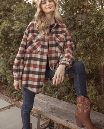 Cinnamon Plaid Shacket