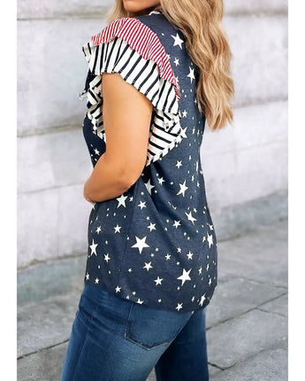 Ruffled Sleeve Americana Shirt