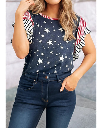 Ruffled Sleeve Americana Shirt