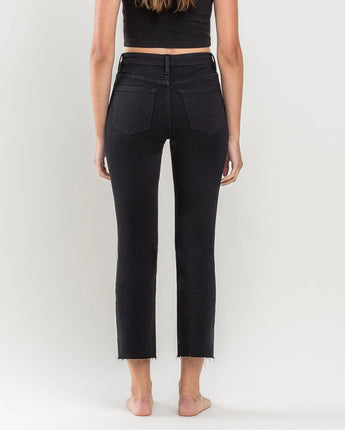 Vervet High Rise Crop Slim Straight Black Jeans