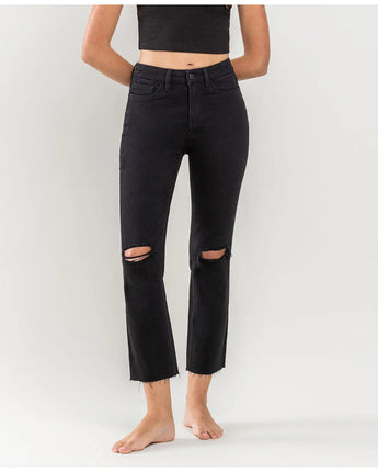 Vervet High Rise Crop Slim Straight Black Jeans