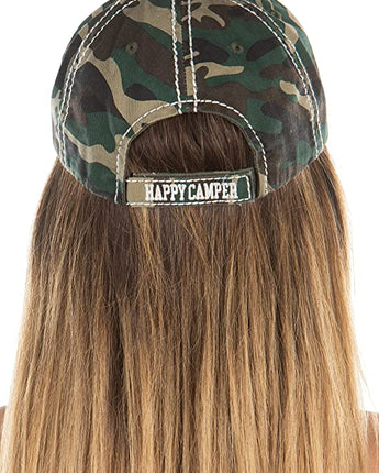 Camo Happy Camper Vintage Patch Hat