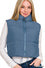 Cropped Puffer Vest Dusty Blue