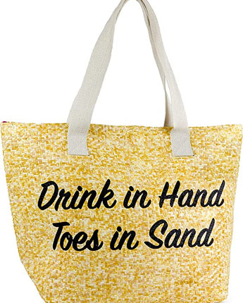Drink In Hand, Toes In Sand Beach Tote