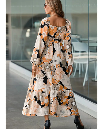 Peachy Bold Floral Maxi Dress