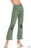 Acid Wash High Waisted Distressed Olive Jeans