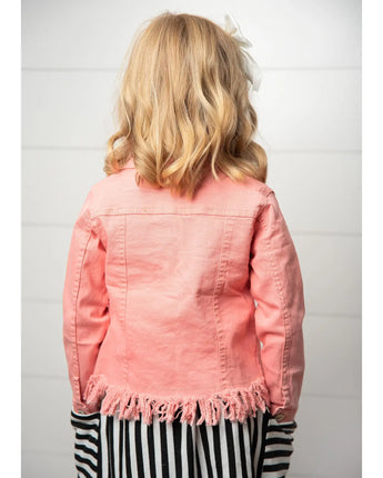 Youth Pink Fringe Denim Jacket