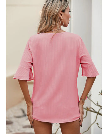 Ruffled Half Sleeve Textured Top