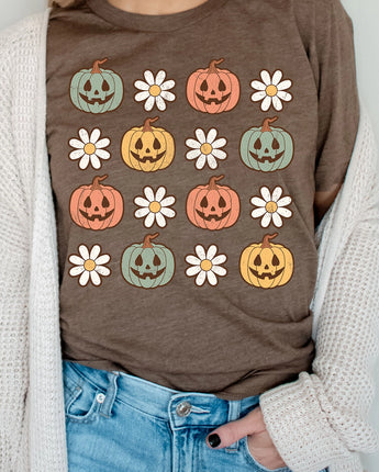 Pumpkin Flower Grid Tee