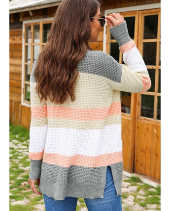 Spring Color Block Striped Cardigan