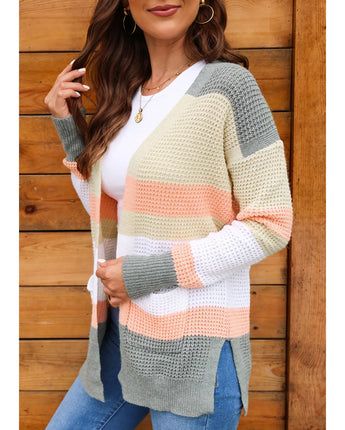 Spring Color Block Striped Cardigan