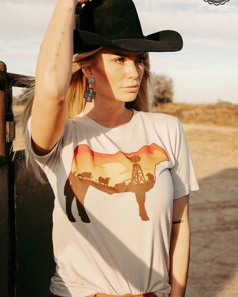 Sunset Steer Tee