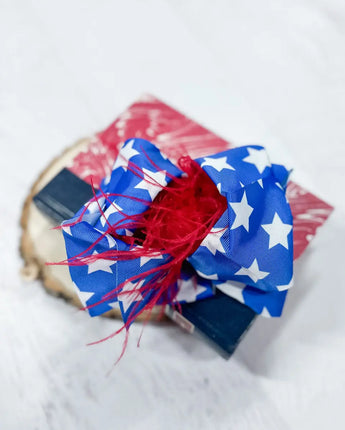 Texas Sized Ostrich Puff American Flag Hair Bow